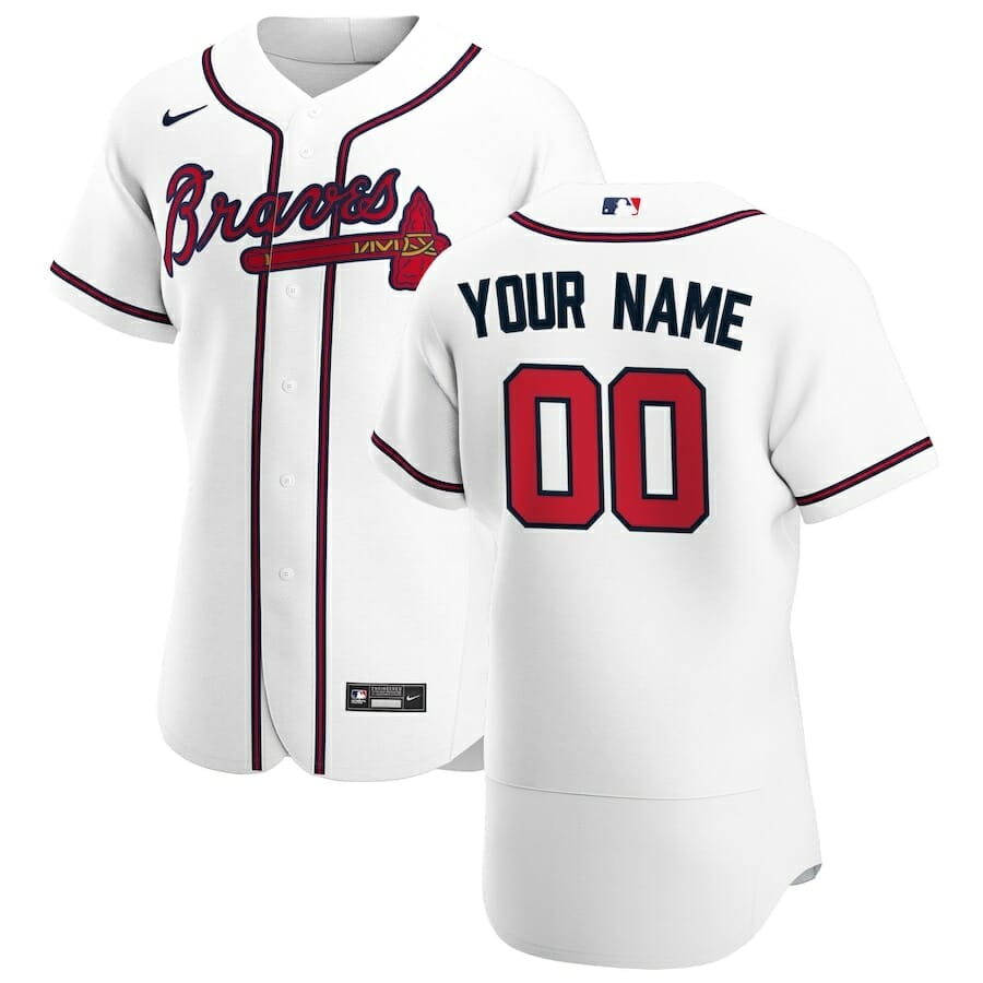 Atlanta Braves Custom Name & Number Flex Base Baseball White