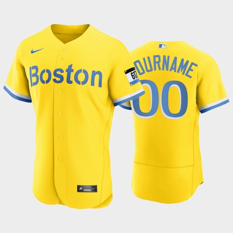 Boston Red Sox City Connect Custom Name Number Baseball Jersey Gold -  Malcom Terry