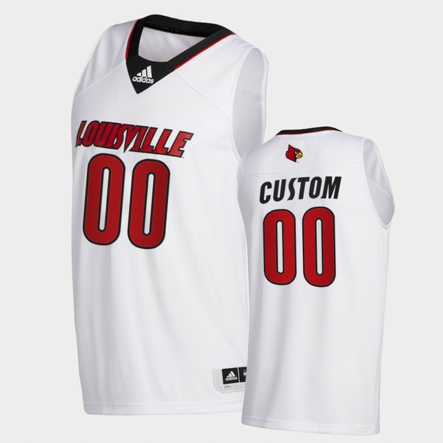 Custom Name Number Louisville Cardinals White College Basketball