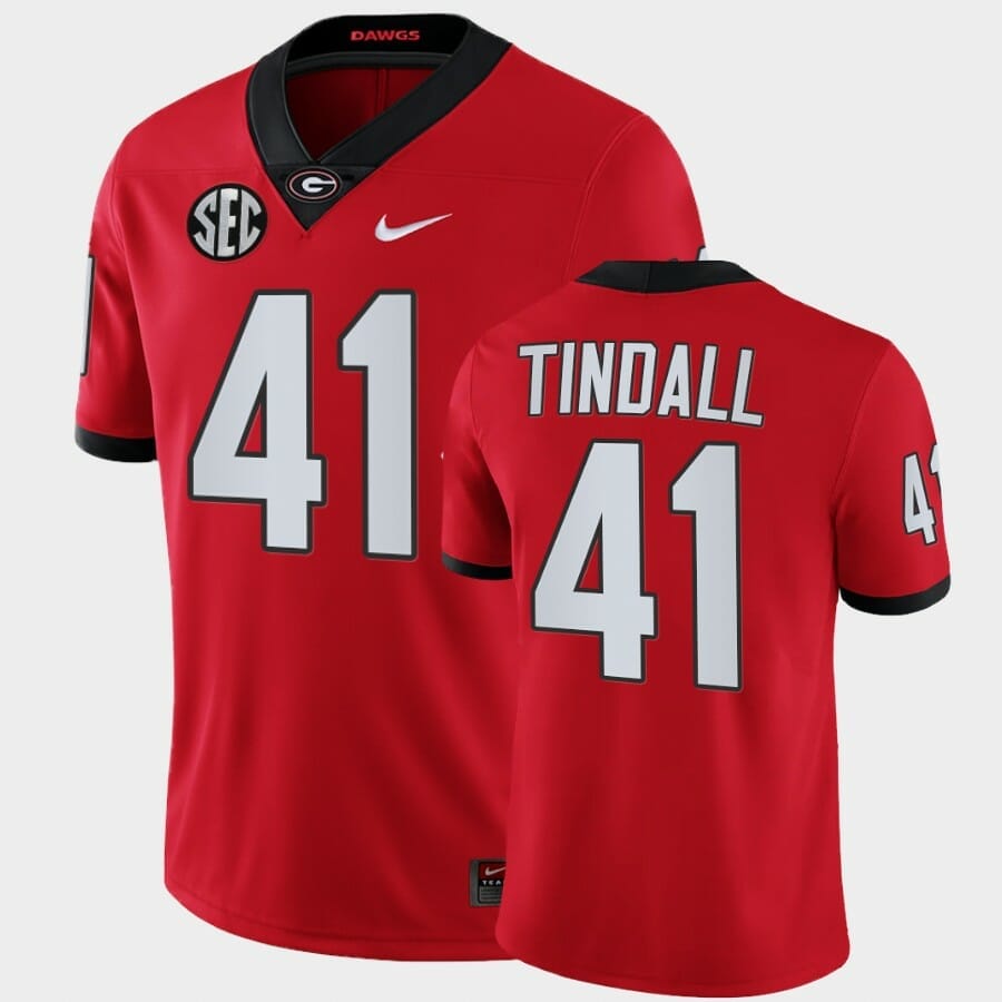 Georgia Bulldogs #41 Channing Tindall Red College Football Game Jersey -  Malcom Terry