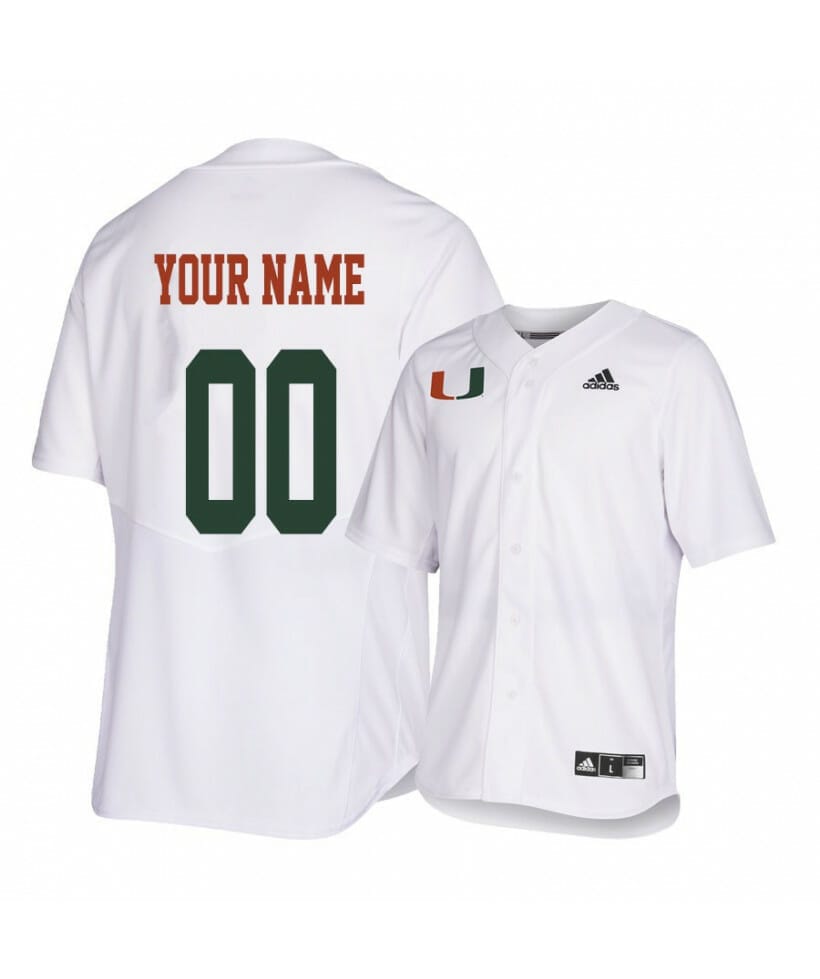 Miami Hurricanes White Custom Name And Number College Baseball