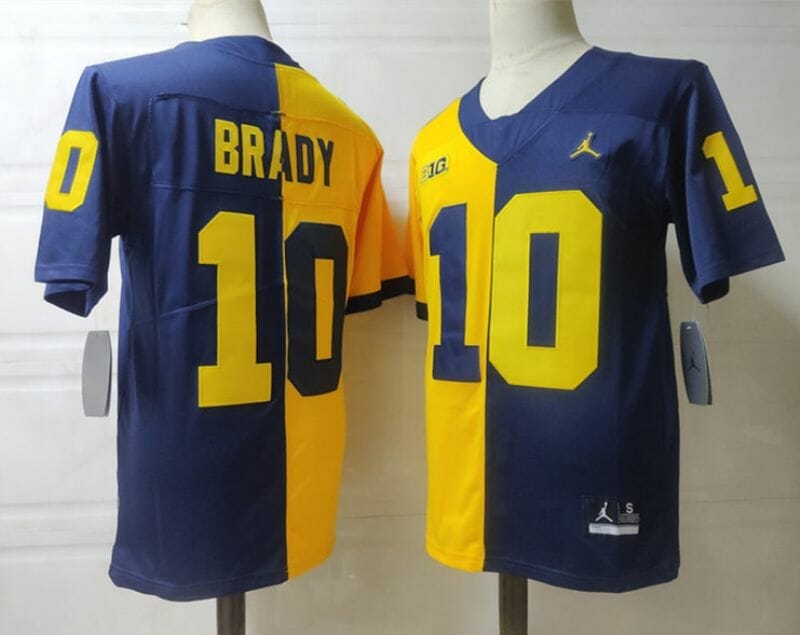 Jordan Men's Michigan Wolverines Tom Brady #10 Blue Dri-FIT