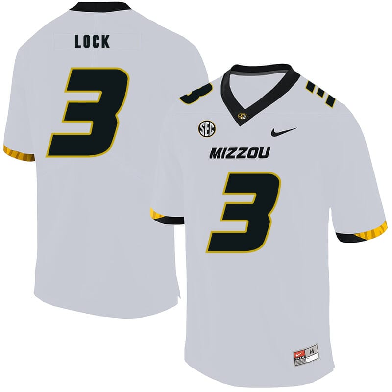 Missouri Tigers #3 Drew Lock NCAA College Football Jersey White - Malcom  Terry