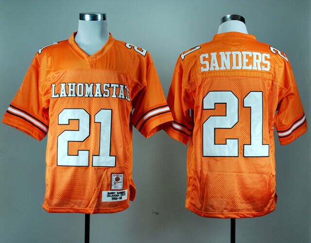 Oklahoma State Cowboys #21 Barry Sanders Football Jersey White And Orange -  Malcom Terry