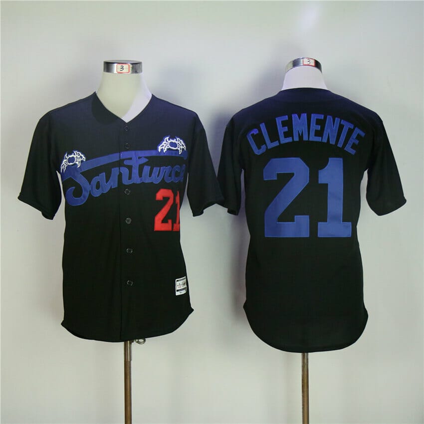 Santurce Crabbers #21 Roberto Clemente Movie Baseball Jersey Black - Malcom  Terry