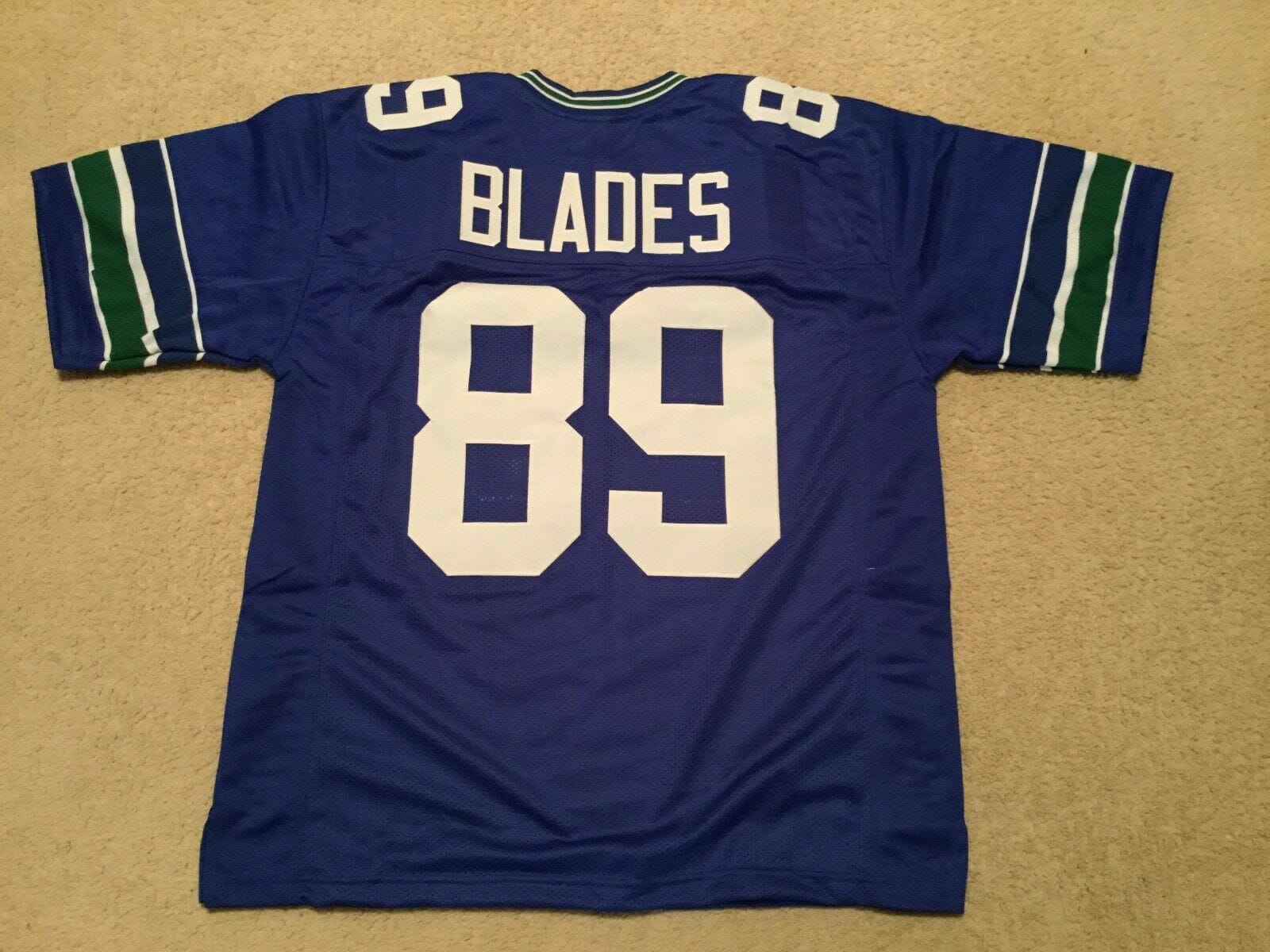 UNSIGNED CUSTOM Sewn Stitched Brian Blades Blue Jersey - Malcom Terry