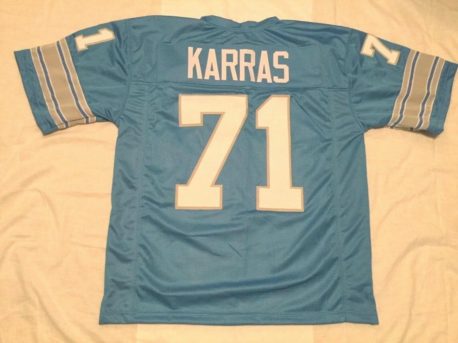 UNSIGNED CUSTOM Sewn Stitched Alex Karras Blue Jersey - Malcom Terry