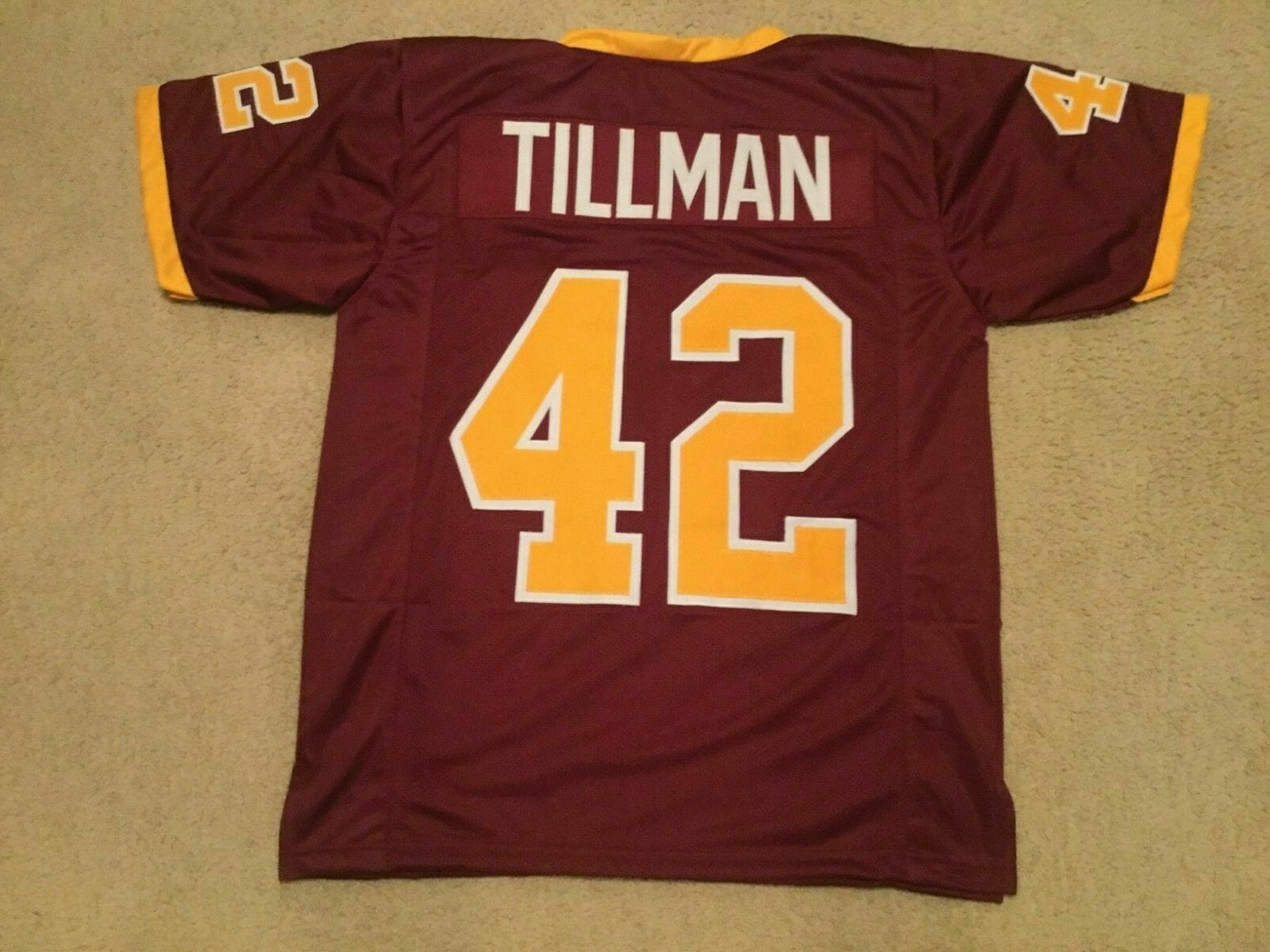 UNSIGNED CUSTOM Sewn Stitched Pat Tillman College Maroon Jersey