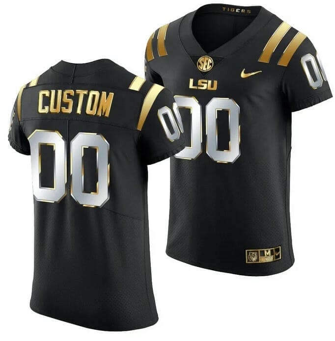 Hot] New Lsu Jersey Personalized Black Golden Edition Jersey 2021