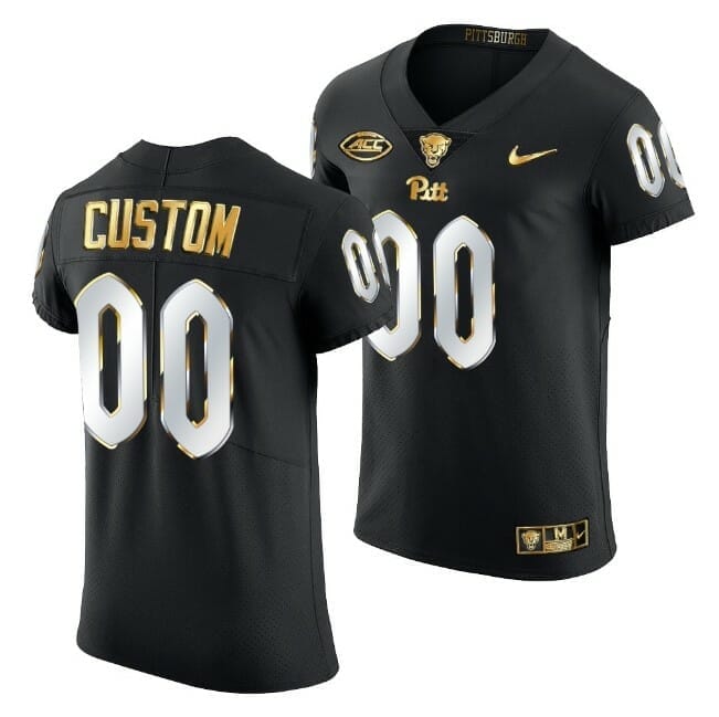 Hot] New Custom Pittsburgh Panthers Football Jersey Black Golden Edition Jersey  2021-22 Limited