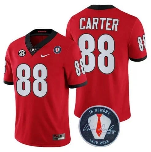 Georgia Bulldogs Jalen Carter #88 Jersey Honoring Vince Dooley Patch Red -  Malcom Terry