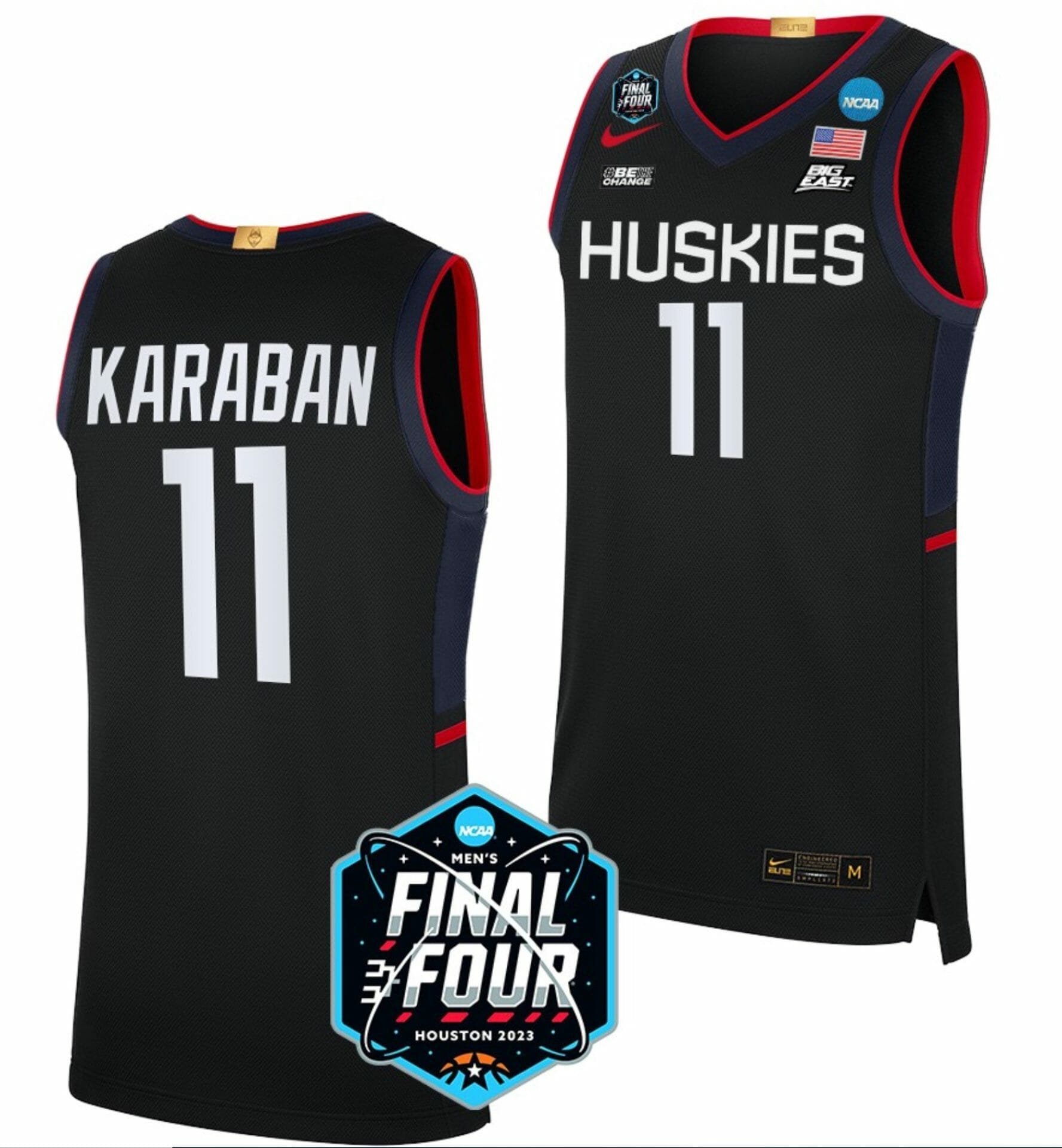 Alex karaban Jersey UConn Huskies College Basketball 2023 NCAA Final Four Black #11