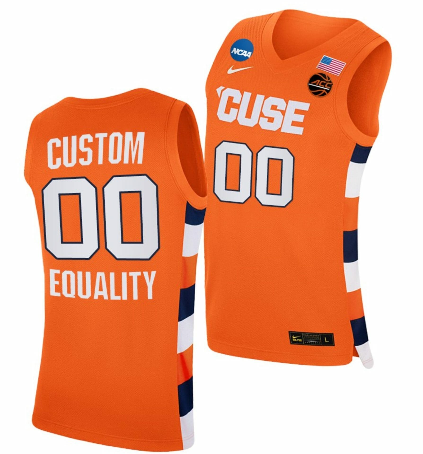 Custom College Basketball Jerseys Syracuse Orange Jersey Name and Number BasketballMarch Madness Sweet 16 Equality White