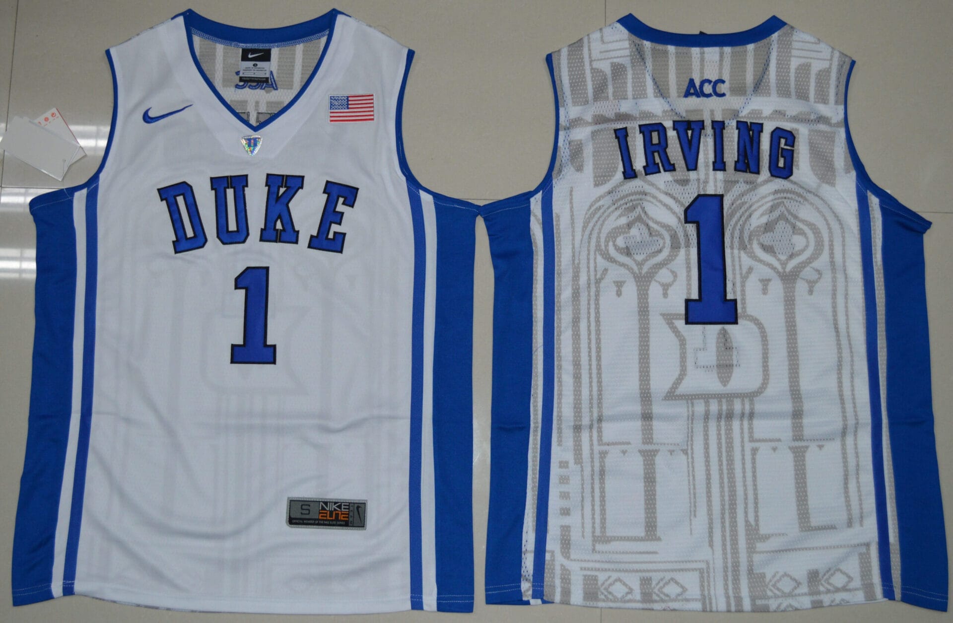 Duke Blue Devils #1 Kyrie Irving Basketball NCAA Basketball Jersey White  V-neck Elite - Malcom Terry