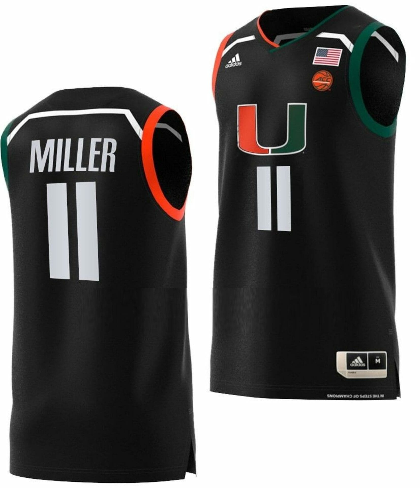 Custom College Basketball Jerseys Miami Hurricanes Jersey Name and Number 2023 NCAA Final Four Black