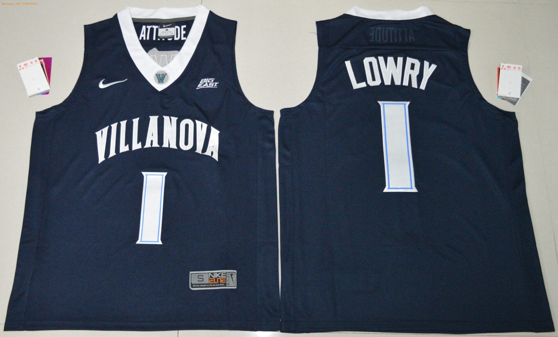 Men's Original Retro Brand Kyle Lowry Navy Villanova Wildcats Alumni  Basketball Jersey