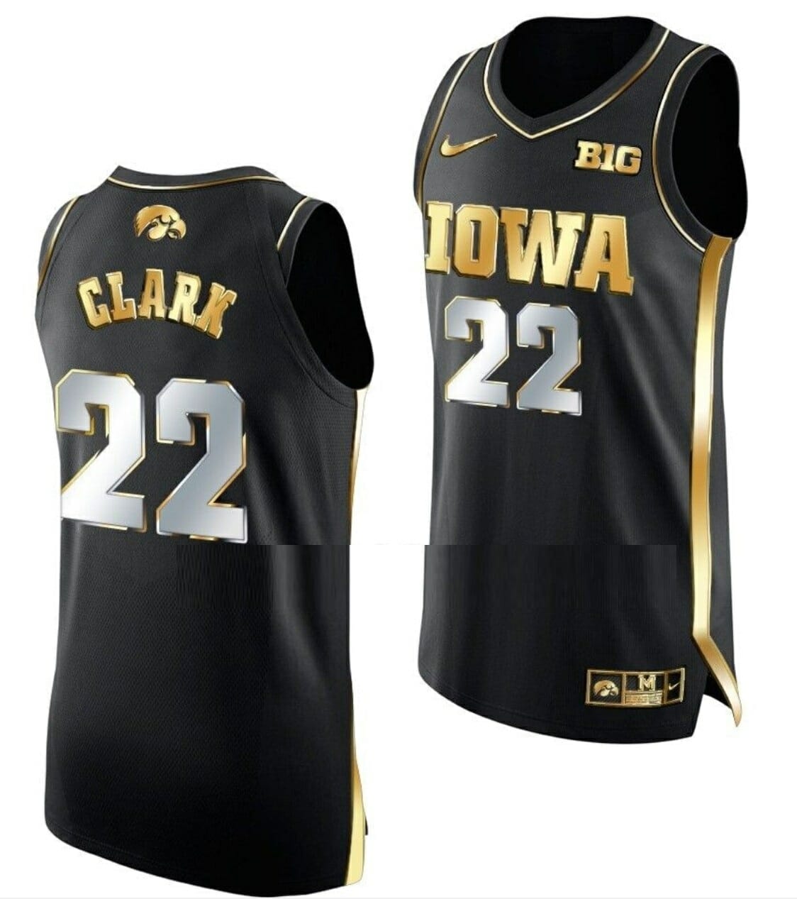 Caitlin Clark Jersey Iowa Hawkeyes College Basketball Black Golden