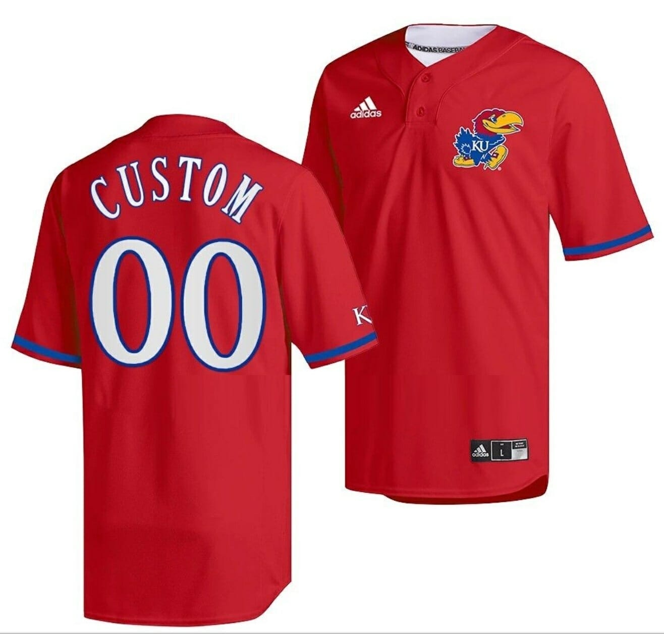 Custom NCAA Baseball Jersey Kansas Jayhawks Name and Number College Royal Two-Button