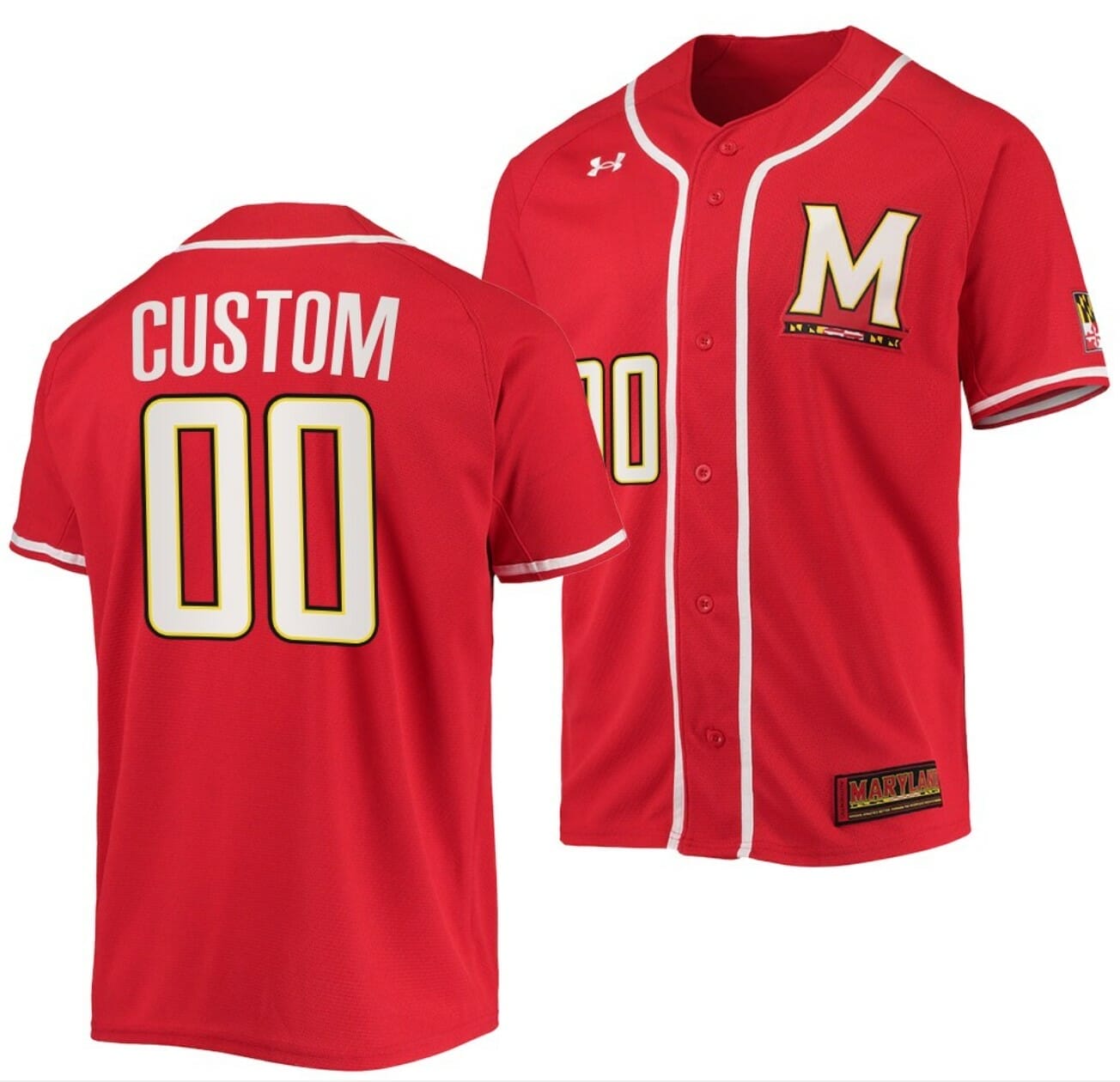 Hot] New Custom Maryland Terrapins Baseball Jersey Red
