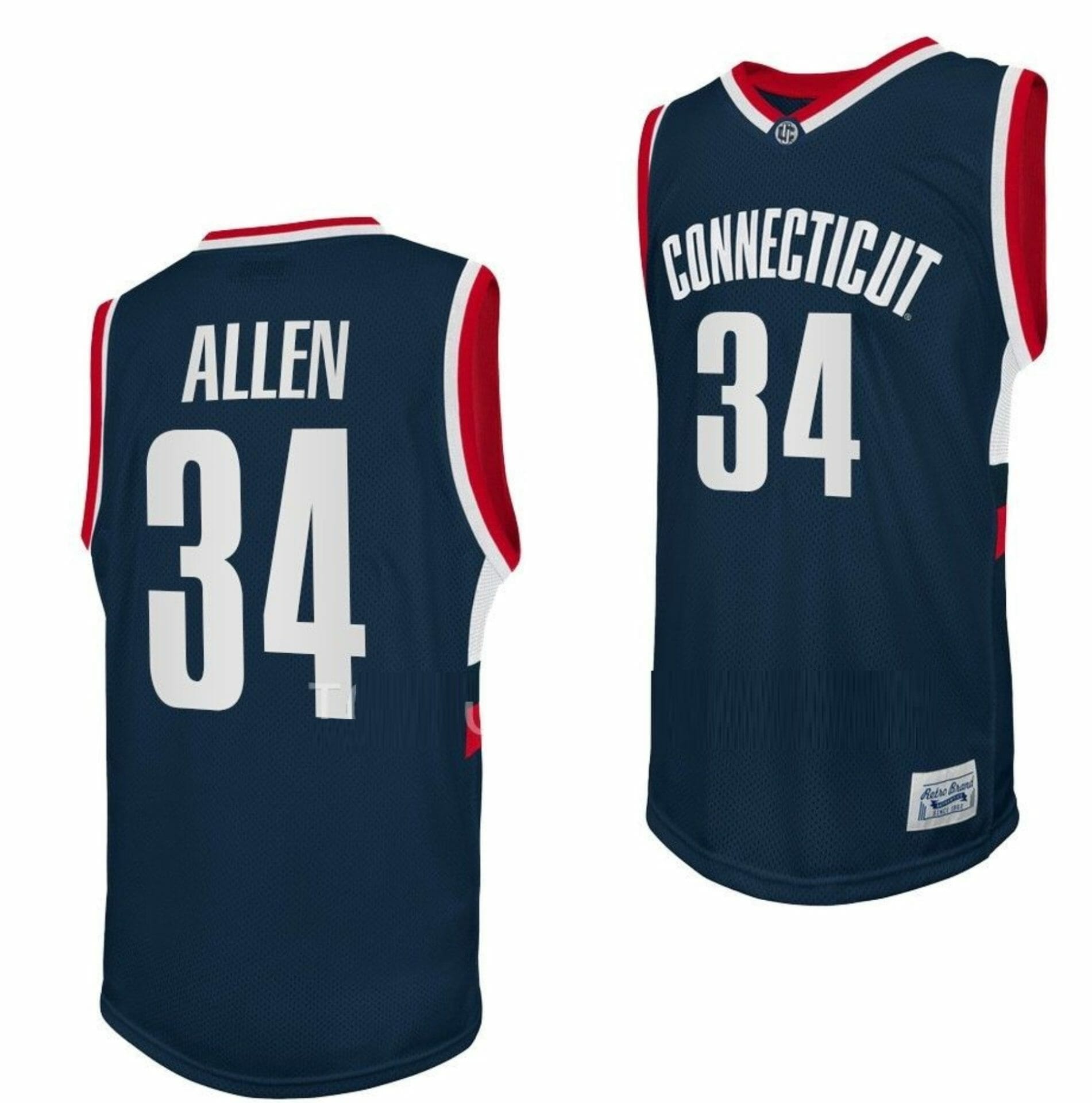 Ray Allen Jersey UConn Huskies #34 NCAA Basketball White