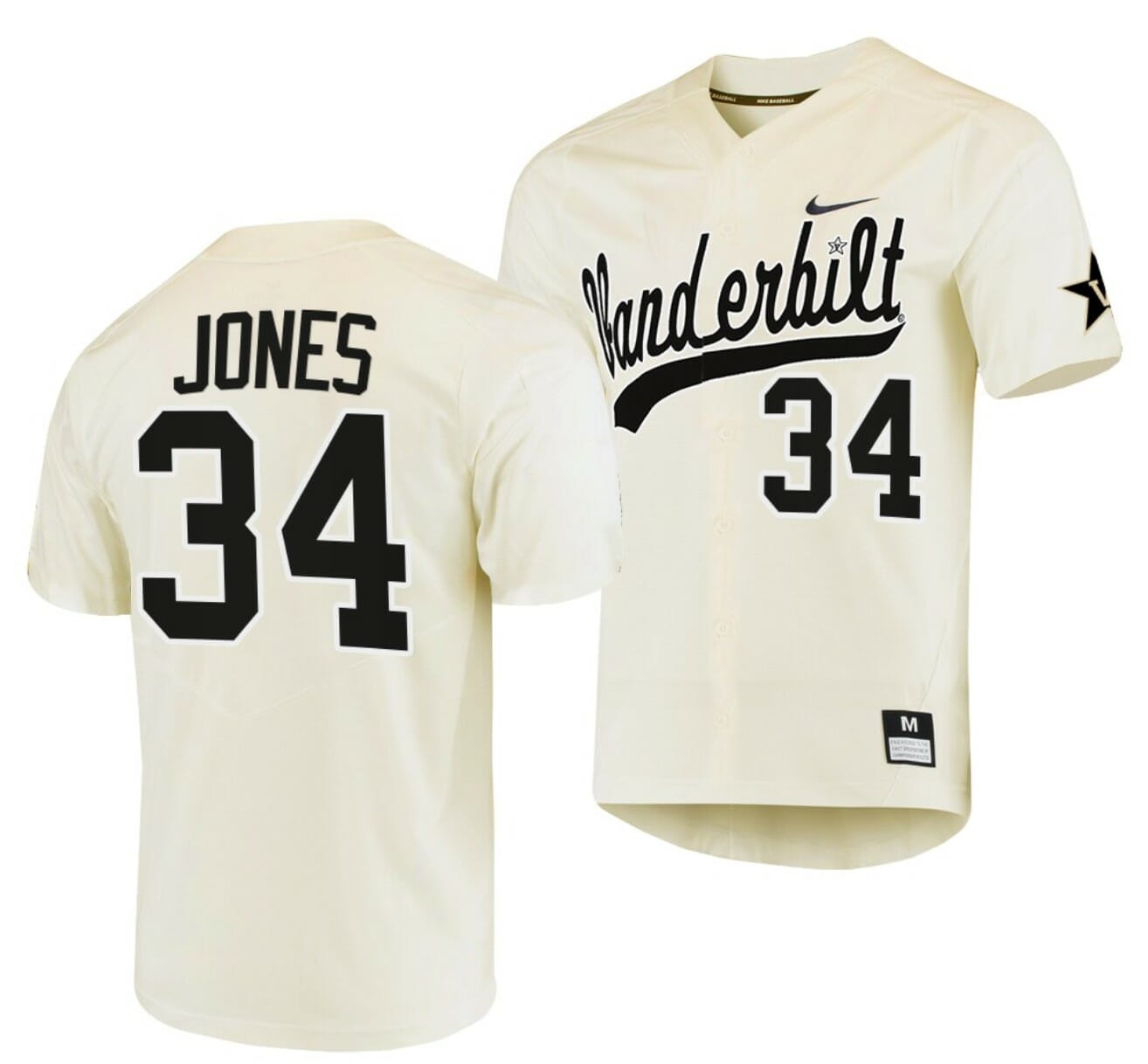 NCAA Baseball Jersey Spencer Jones Vanderbilt Commodores College Replica Black #34