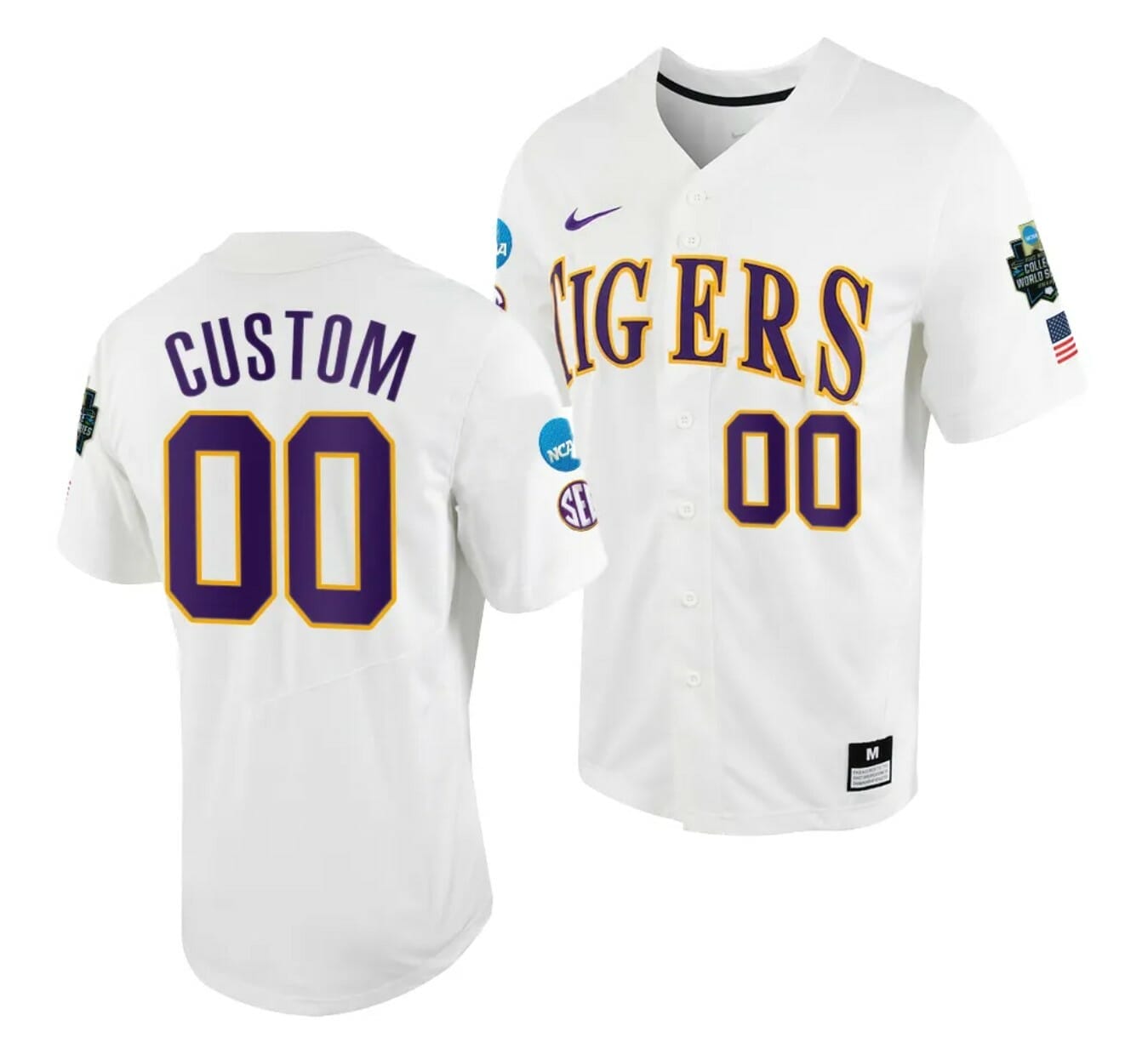 Custom LSU Tigers Baseball Jersey Name and Number College Yellow Elite