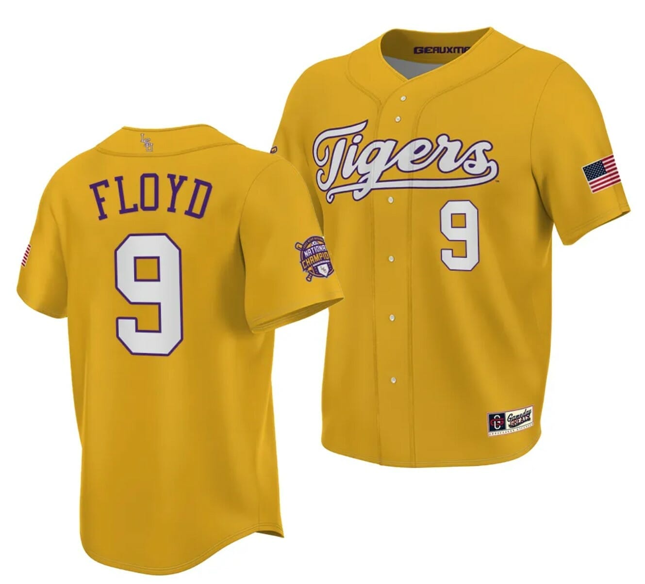 Hot] Buy New Ty Floyd Jersey LSU Tigers Gold Champions
