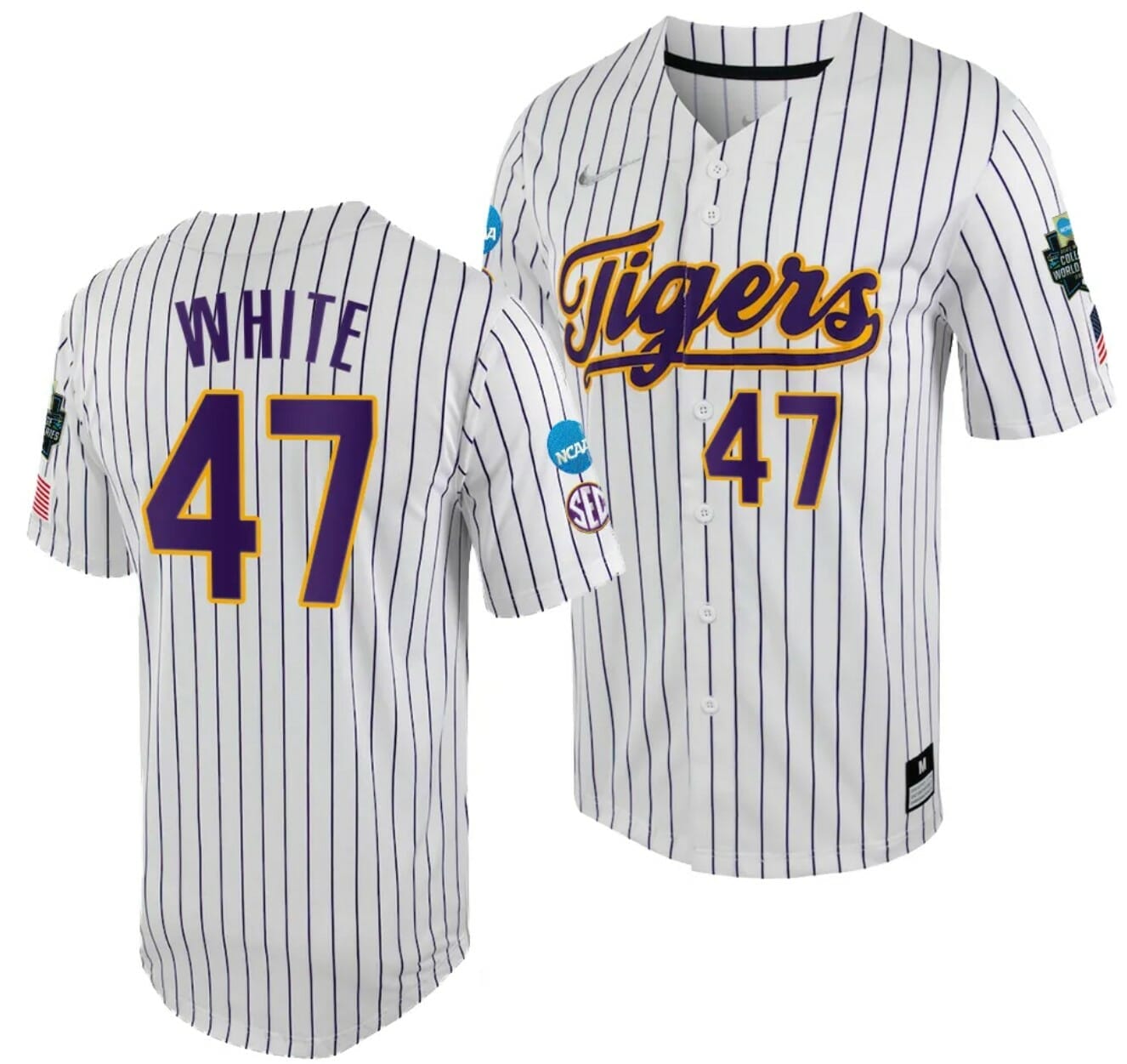 Hot] Buy New Tommy White Jersey LSU Tigers White Purple WS