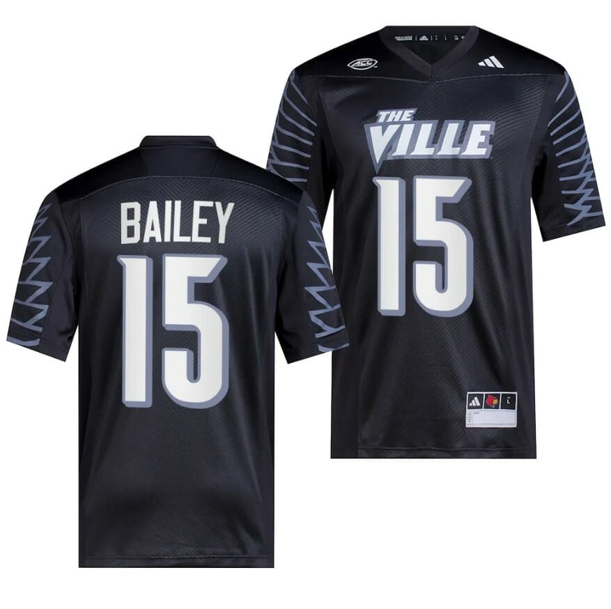 Hot] New Harrison Bailey Jersey #15 Louisville Cardinals Football 2023  Premier Black