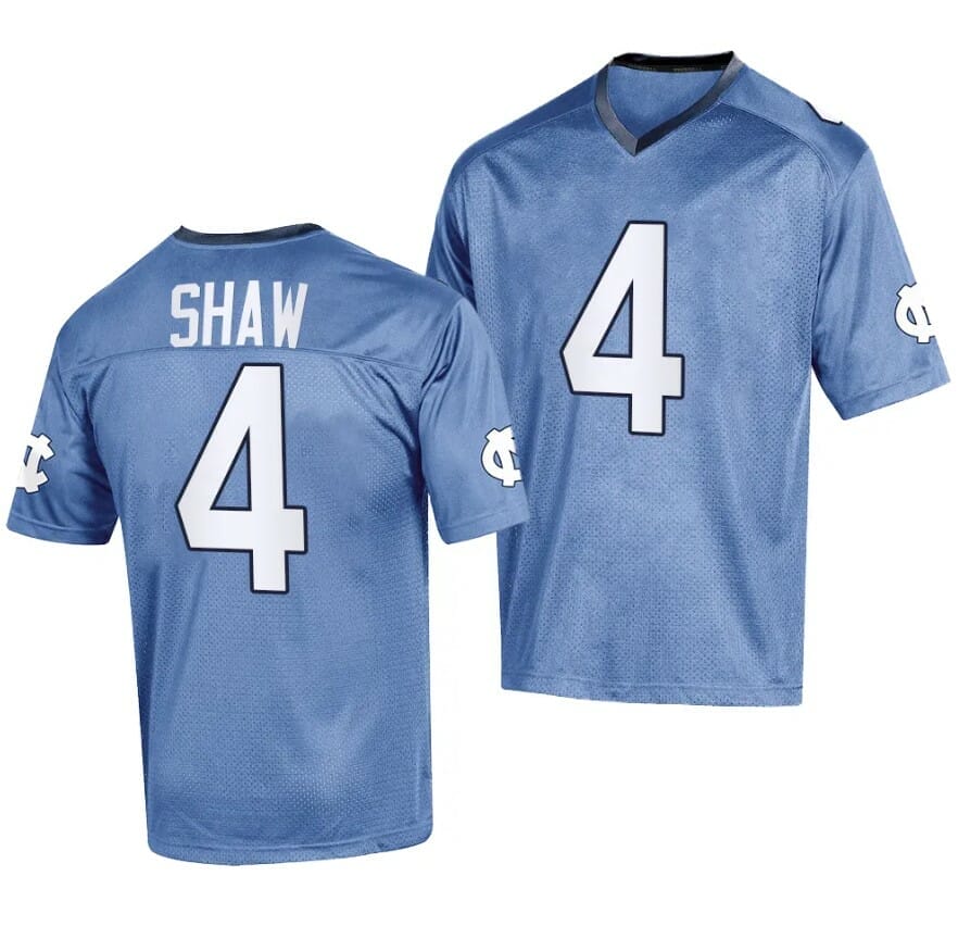 Hot] Get New Travis Shaw Jersey #4 North Carolina Football 2023 Blue