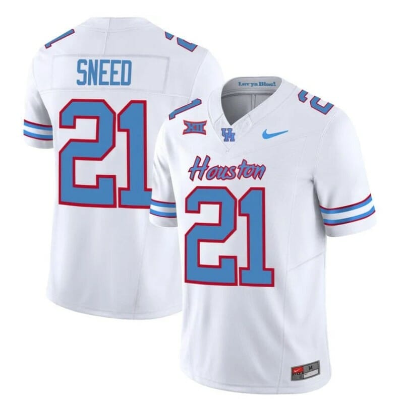 Custom Houston Cougars Oilers Jersey Name and Number NCAA Football Blue