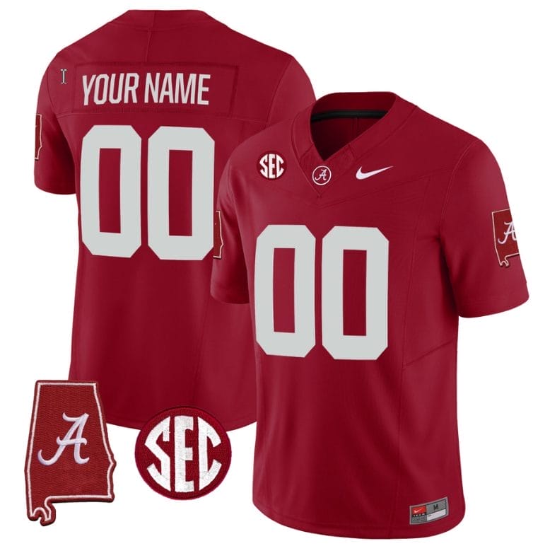 Hot] Buy New Custom Alabama Jersey Name And Number Crimson