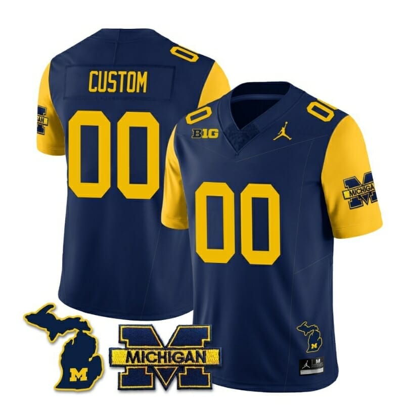 Michigan Wolverines maize and blue jersey