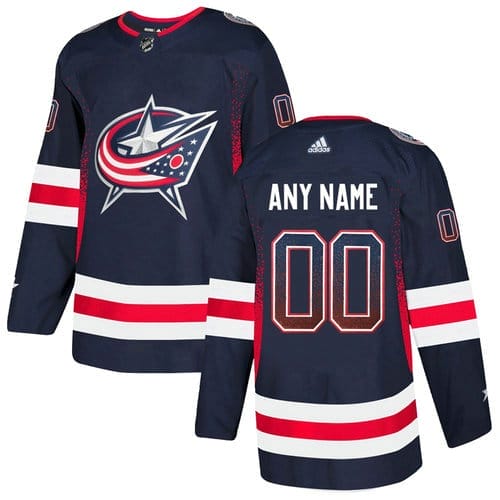 Custom Columbus Blue Jackets Hockey Jersey Name and Number Navy Alternate